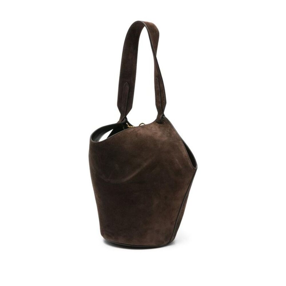 KHAITE Structured Leather Top-Handle Handbag with Signature Clasp Women MARRONE - Picture 4 of 5